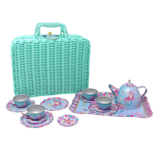 Shimmering Mermaid Tea Set w Basket