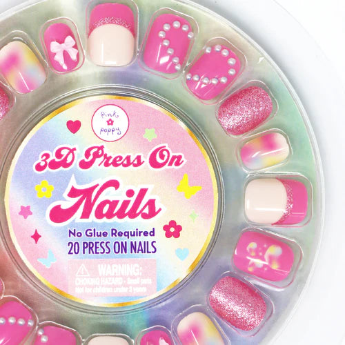 Tween 3D Love Heart Press On Nails