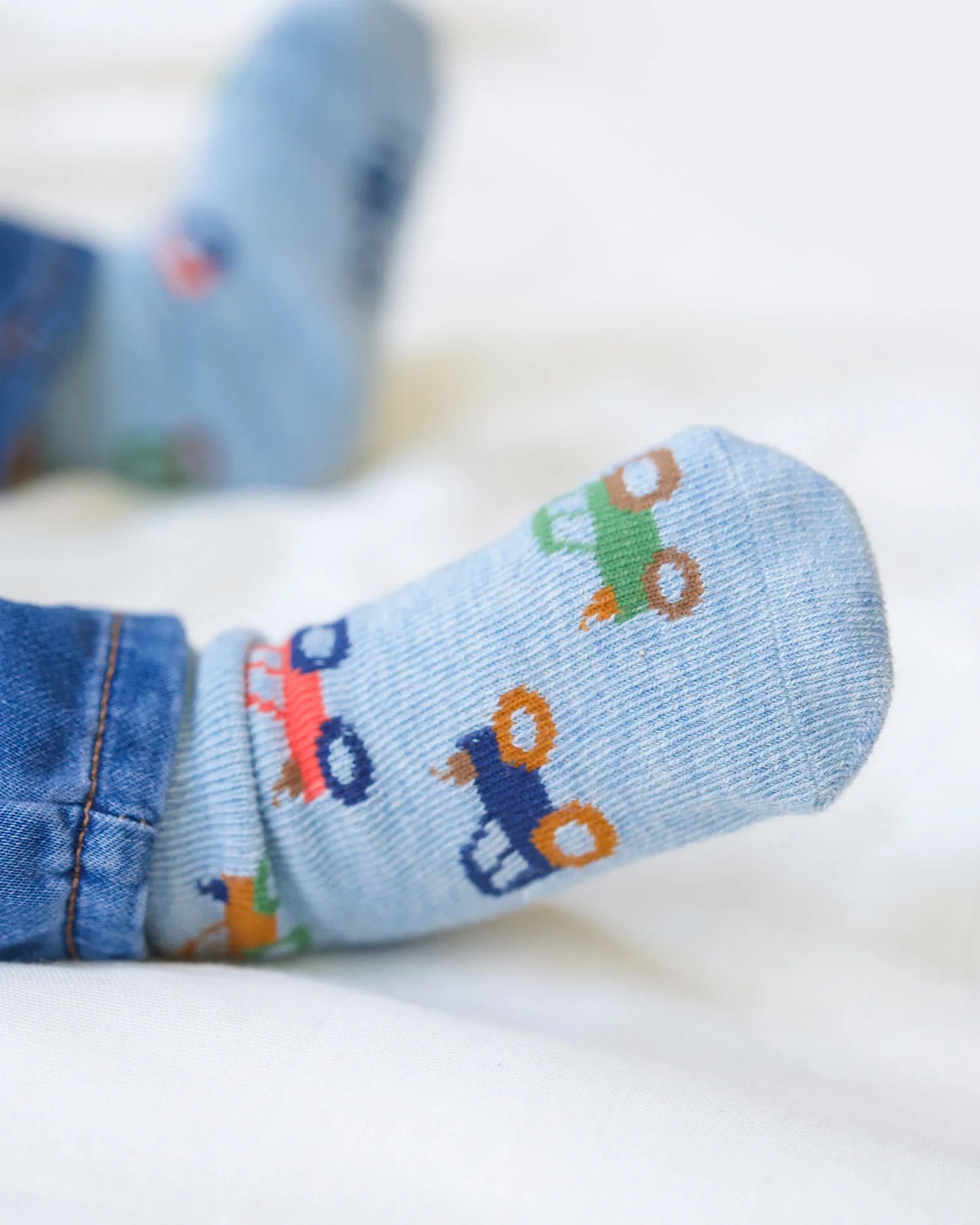 Toshi Organic Ankle Jacquard Socks - Tiny Tractors