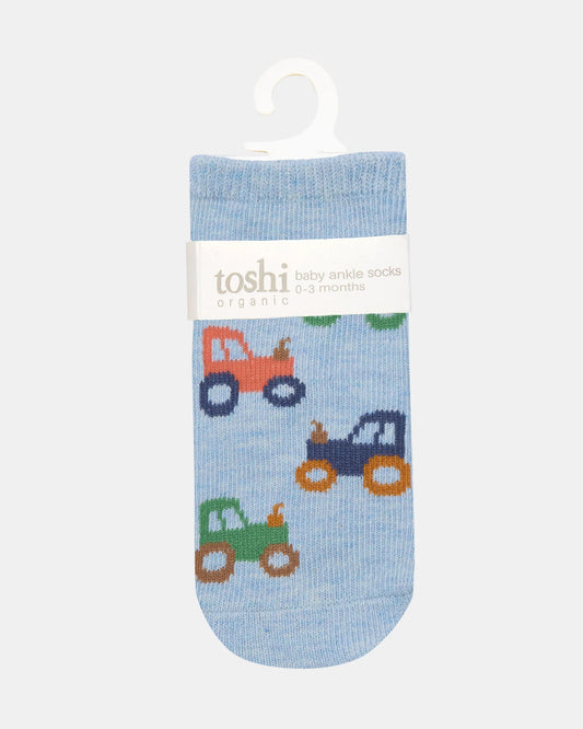 Toshi Organic Ankle Jacquard Socks - Tiny Tractors