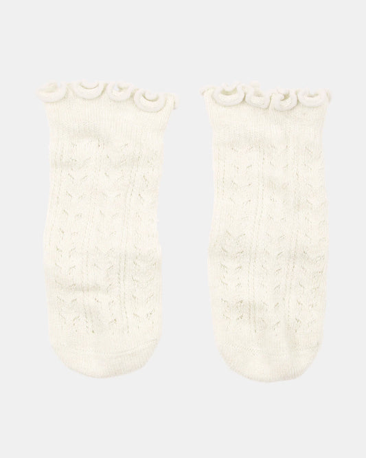 Toshi Organic Socks Knee Frilly Lace - Cream