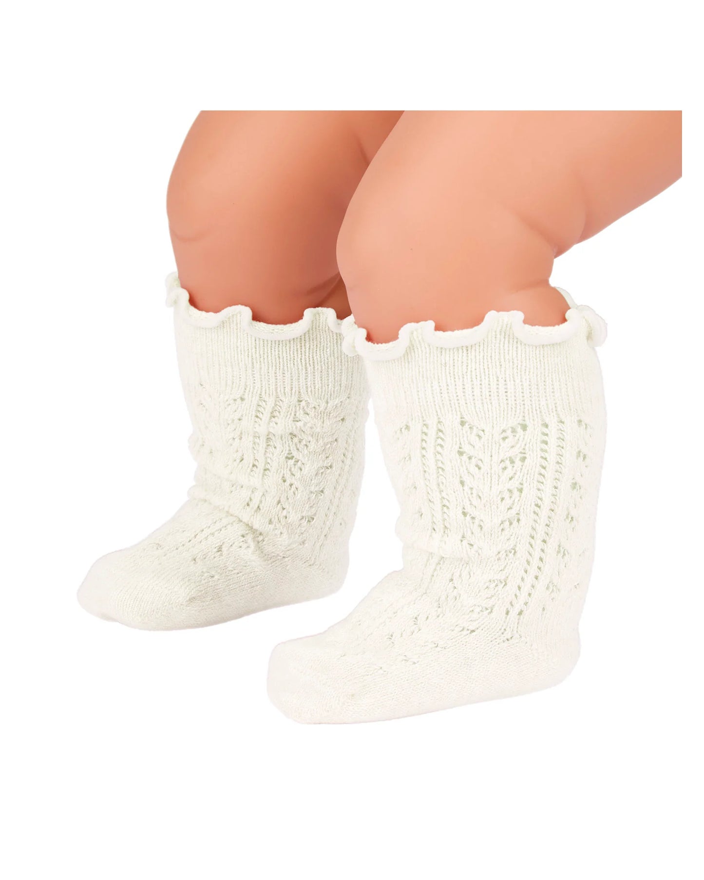 Toshi Organic Socks Knee Frilly Lace - Cream
