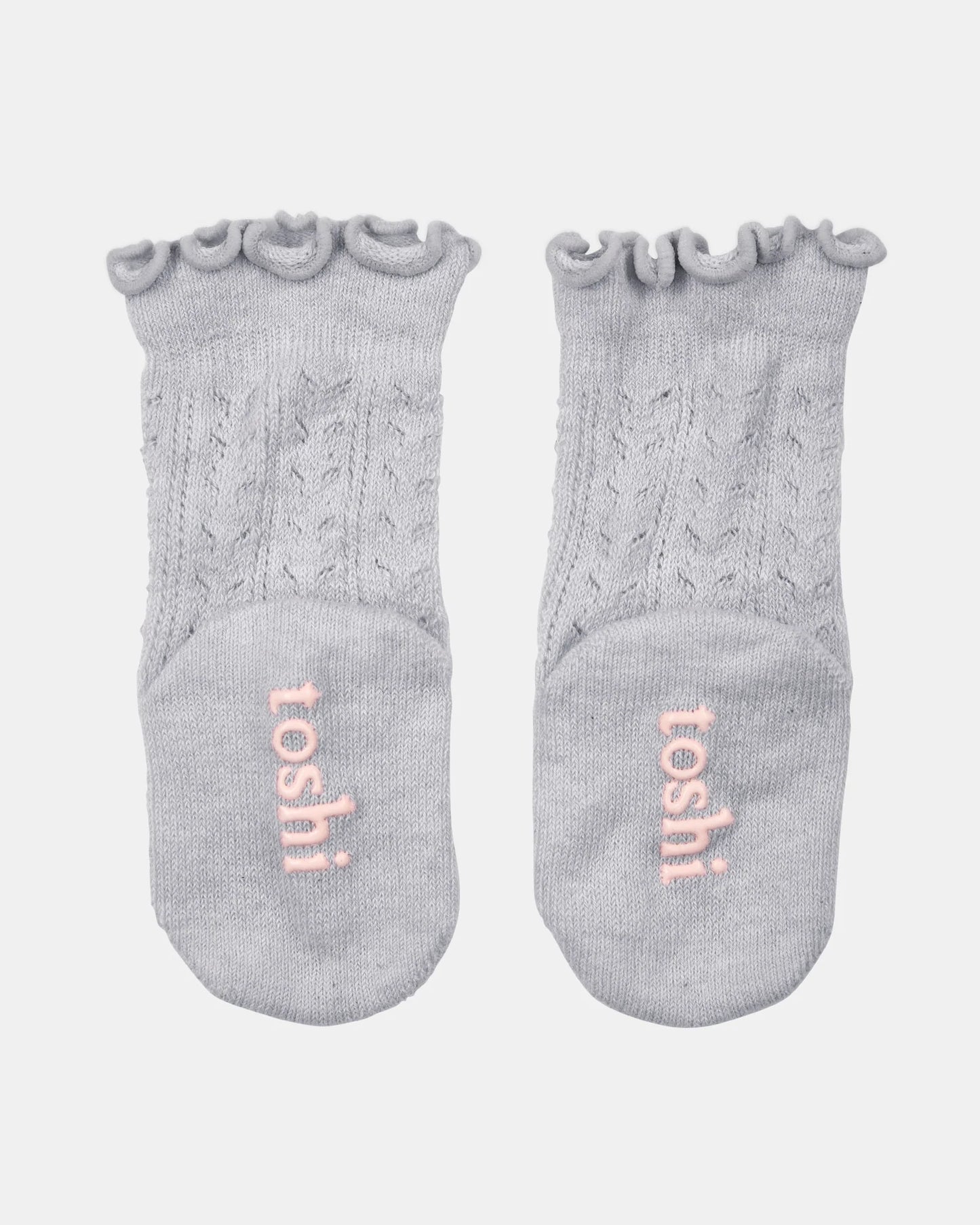 Toshi Organic Socks Knee Frilly Lace - Fog