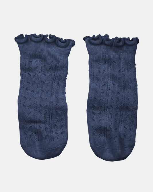 Toshi Organic Socks Knee Frilly Lace - Ink