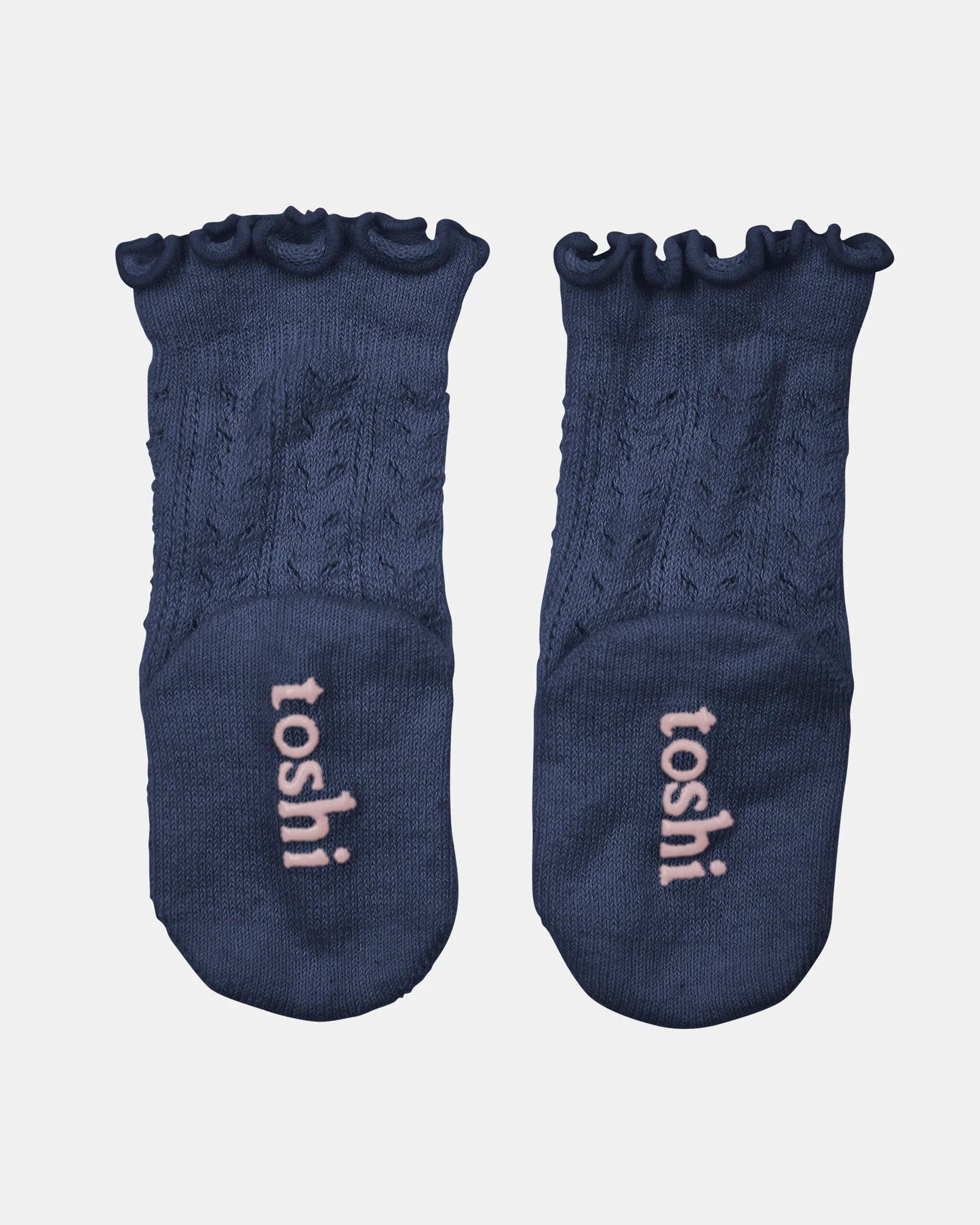 Toshi Organic Socks Knee Frilly Lace - Ink