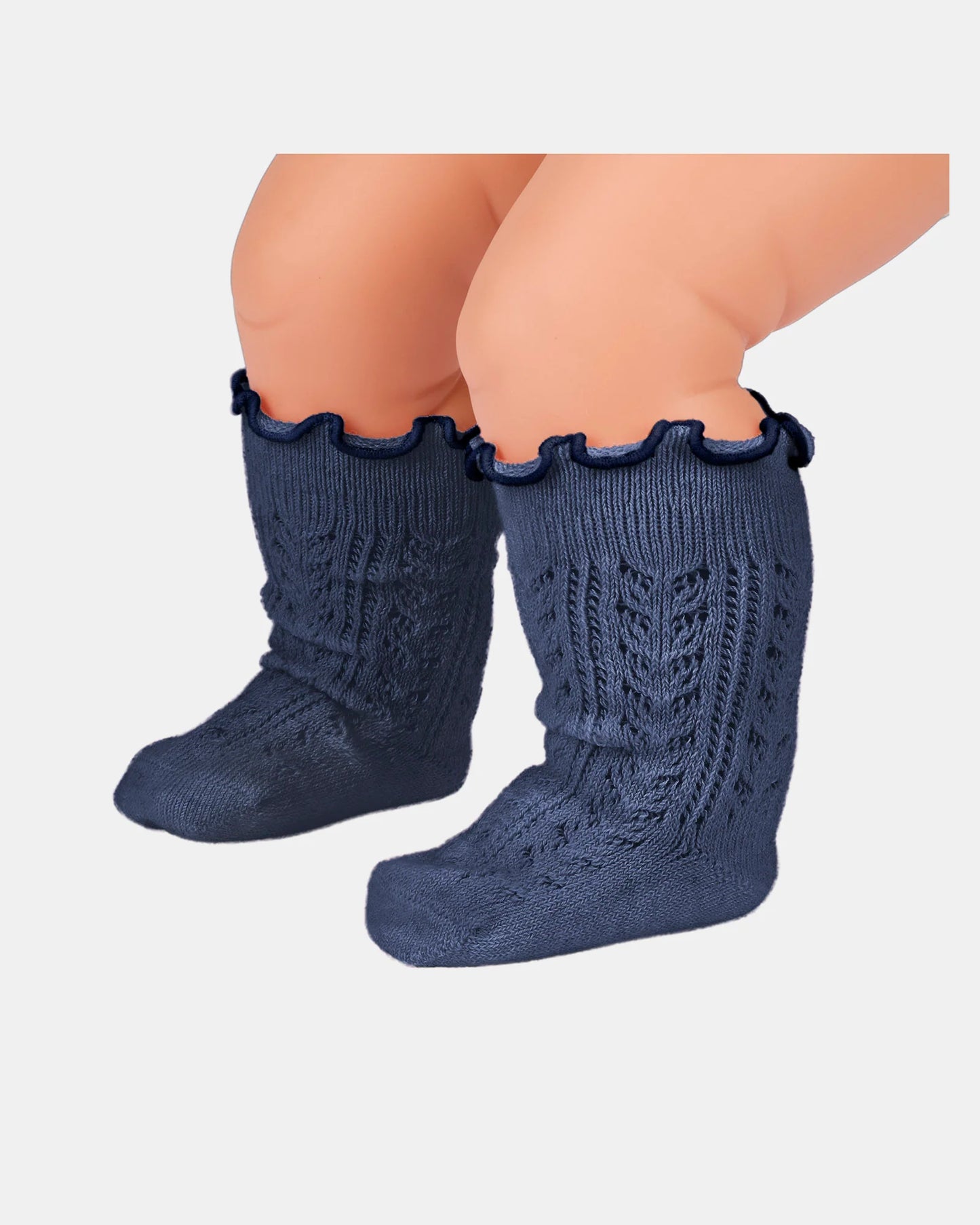 Toshi Organic Socks Knee Frilly Lace - Ink