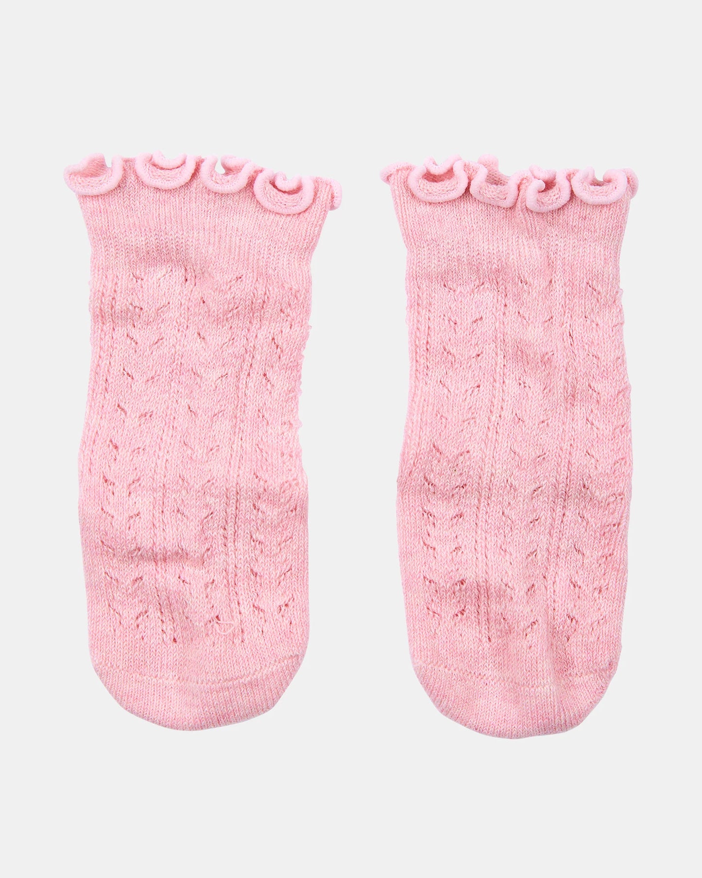 Toshi Organic Socks Knee Frilly Lace - Misty Rose