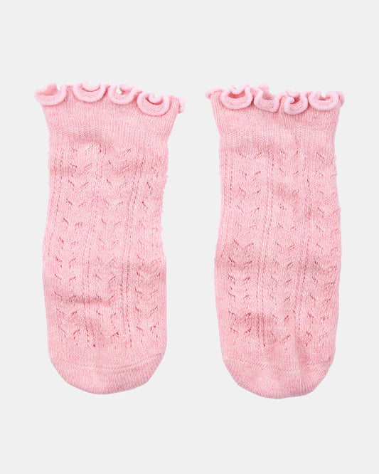 Toshi Organic Socks Knee Frilly Lace - Misty Rose