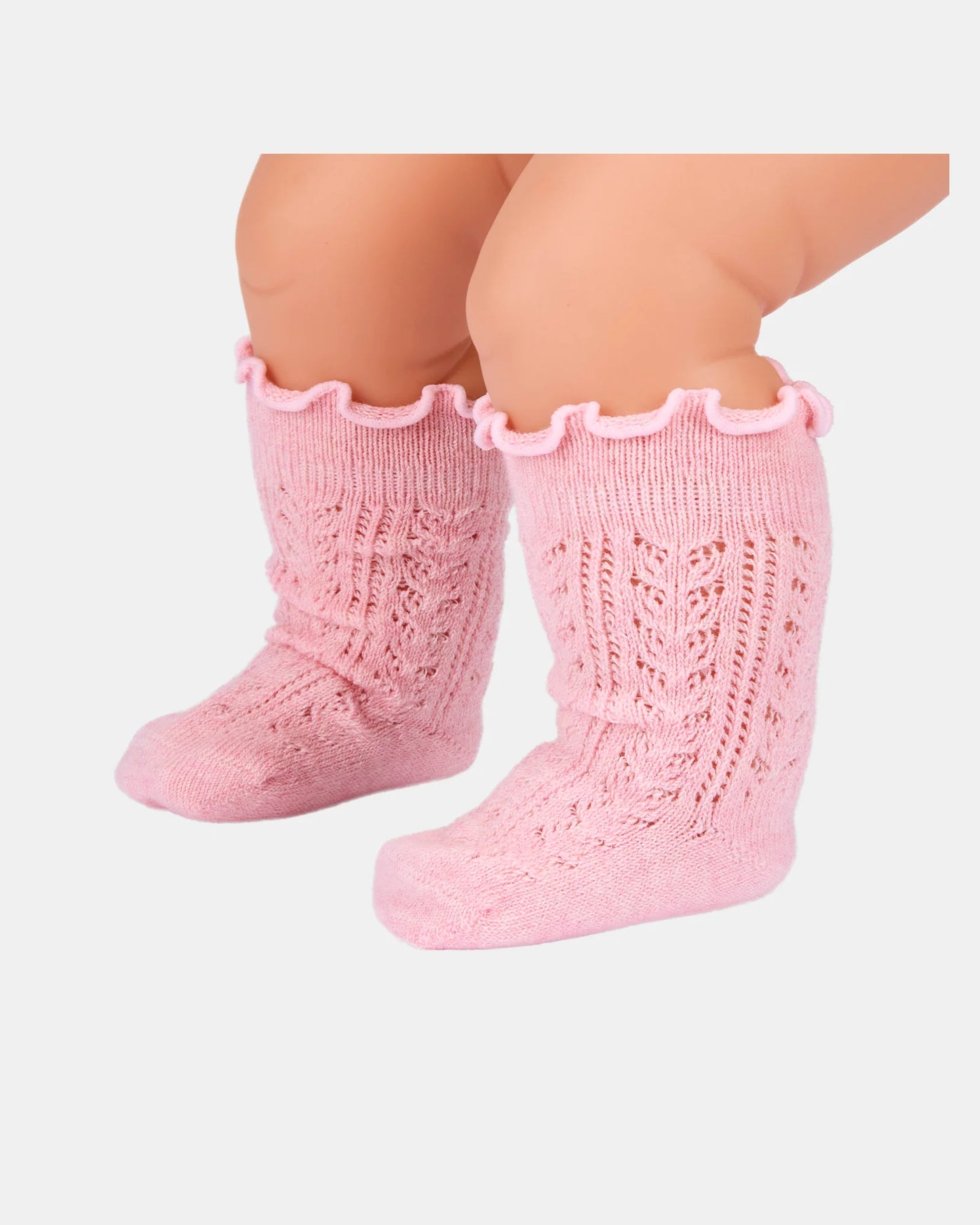 Toshi Organic Socks Knee Frilly Lace - Misty Rose