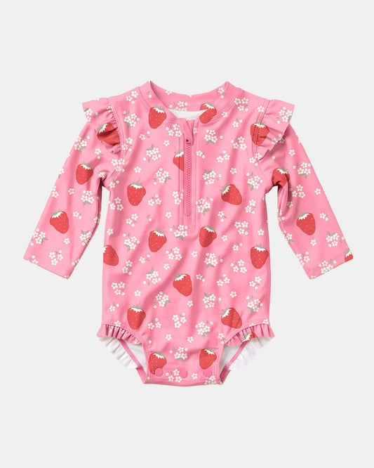 Toshi Swim Onesie L/S Twinkle - Strawberry