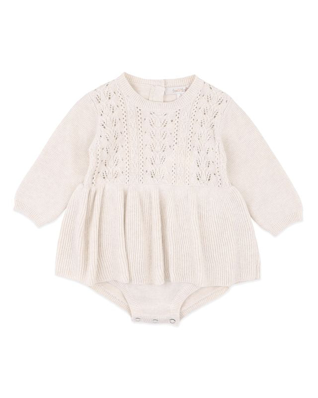 Knitted Overlay Bodysuit - Oat Marl