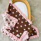 Frill Knit Blanket - Choc Pink Polka