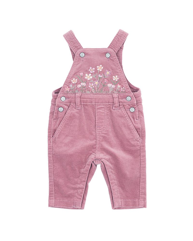 Flossy Embroidered Cord Overalls - Heather