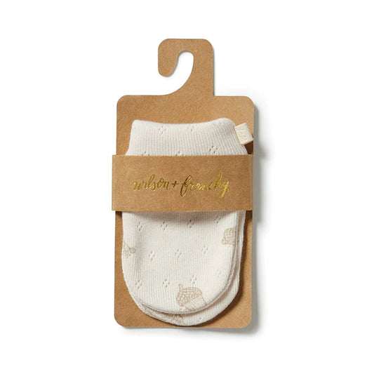 Organic Pointelle Mittens - Little Acorn