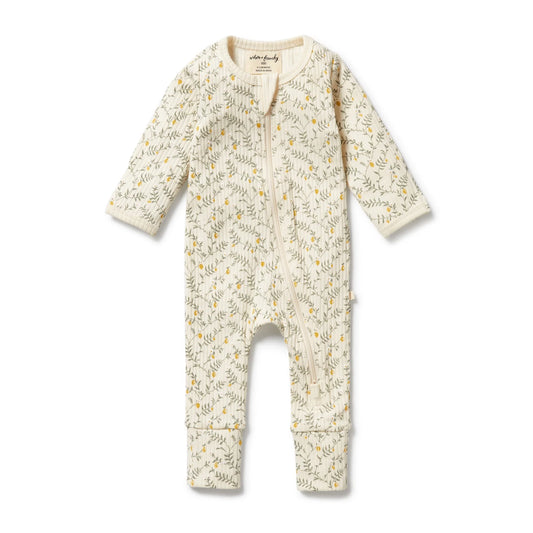 Lemon Leaf Organic Zipsuit w Feet