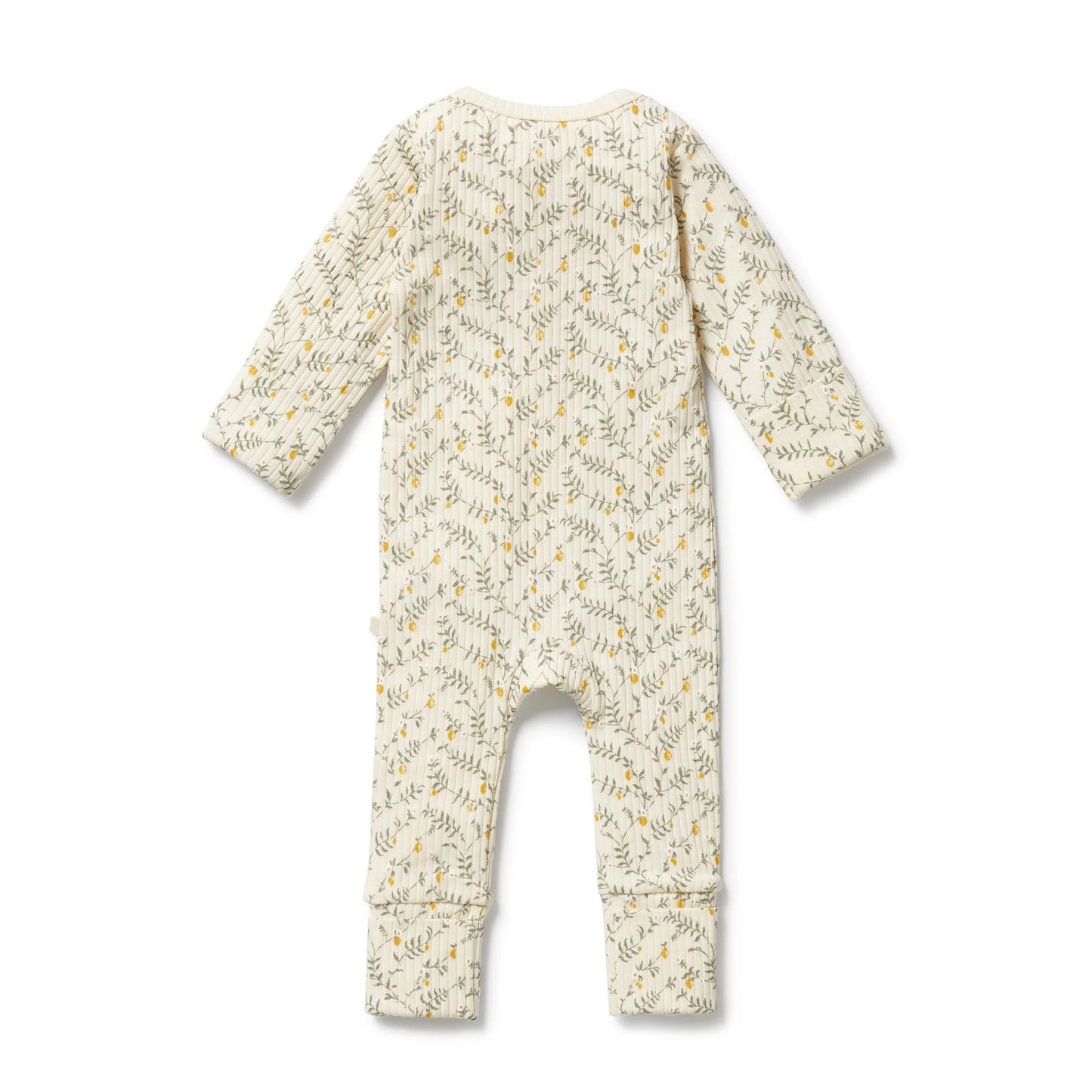 Lemon Leaf Organic Zipsuit w Feet