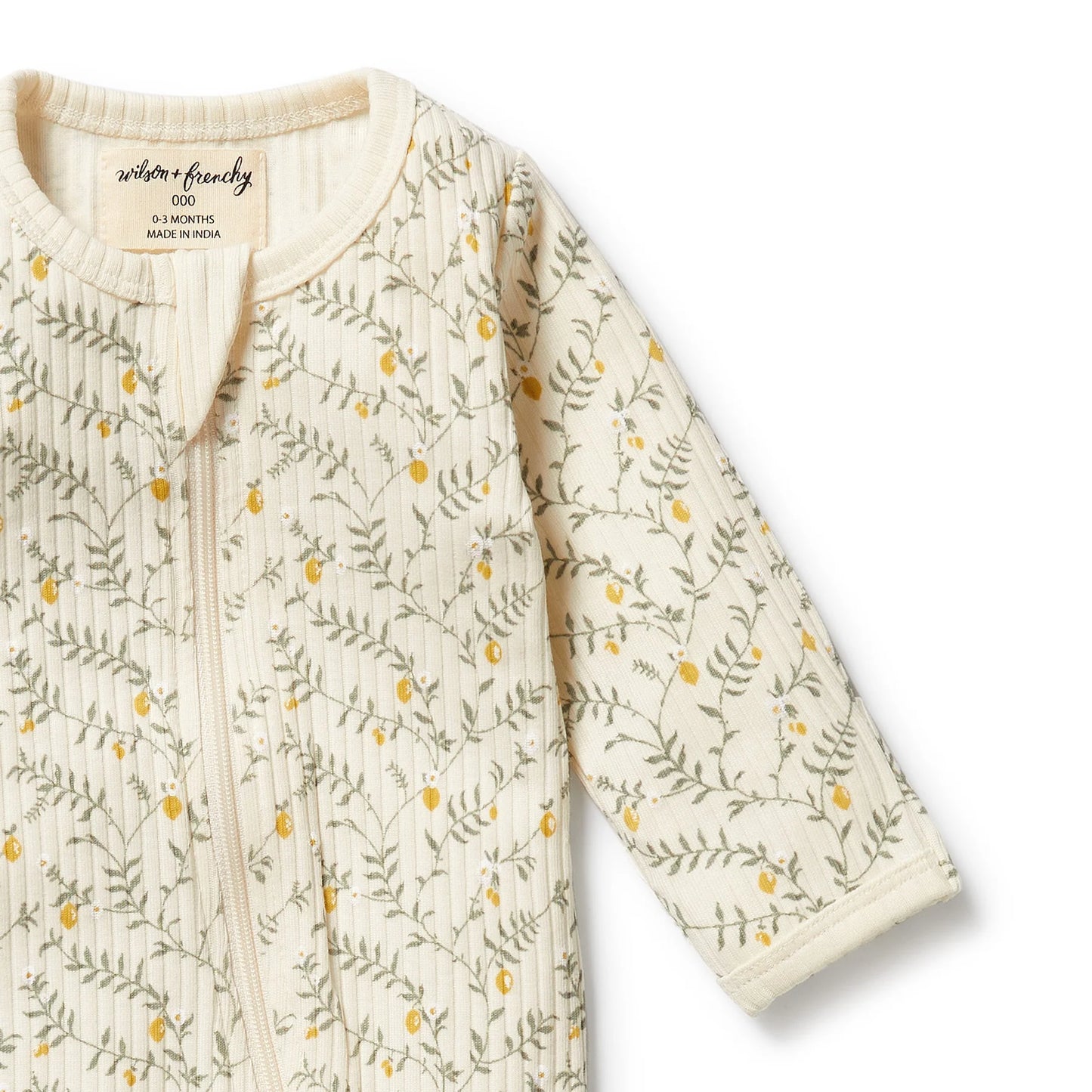 Lemon Leaf Organic Zipsuit w Feet