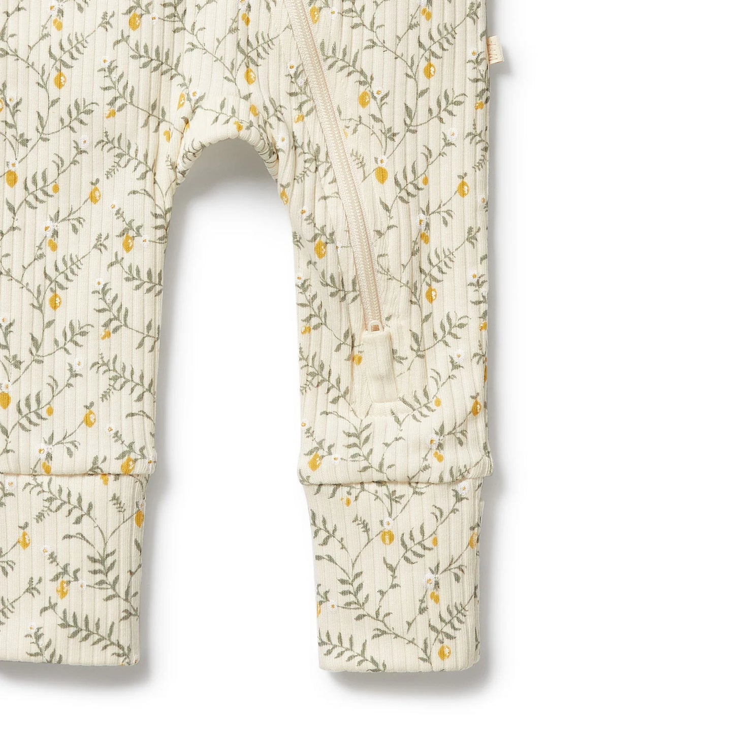 Lemon Leaf Organic Zipsuit w Feet