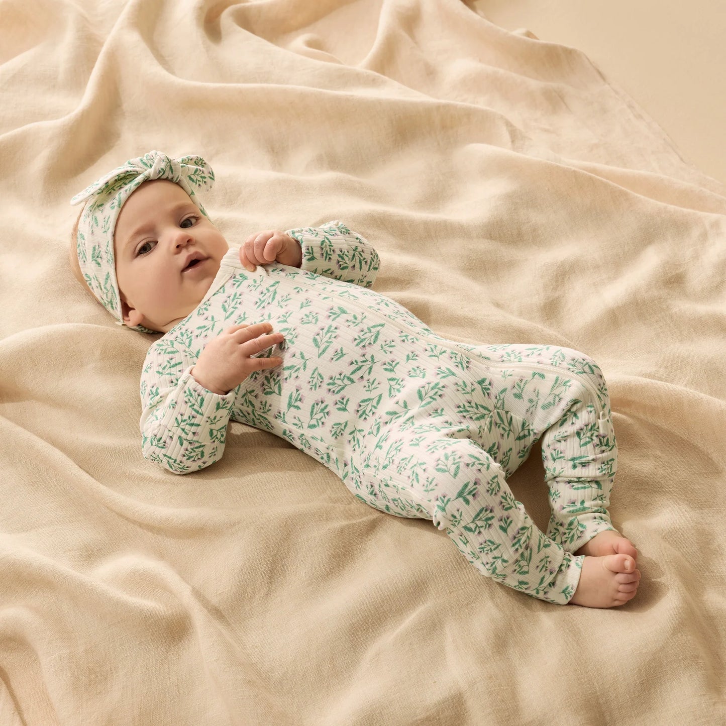 Periwinkle Organic Zipsuit w Feet