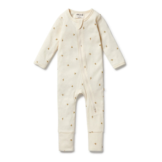 Bee Mine Organic Zipsuit w Feet