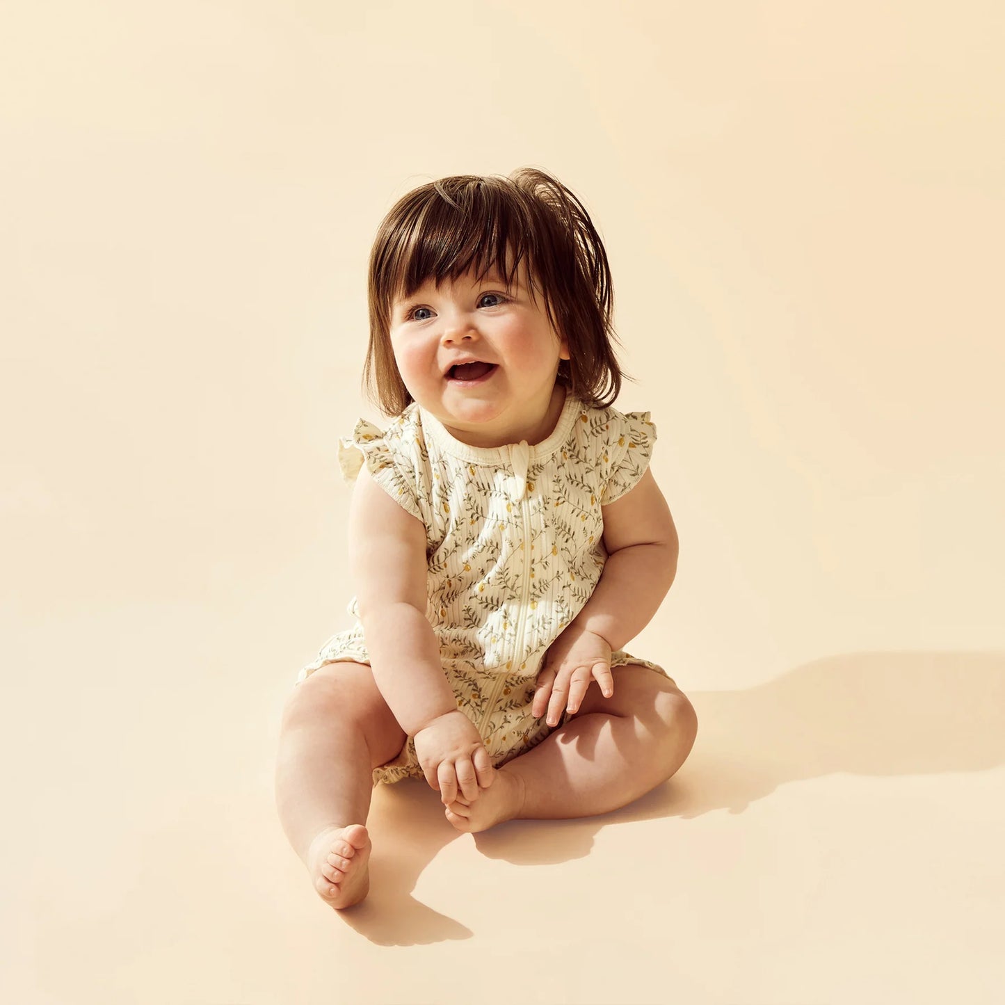 Lemon Leaf Organic Ruffle Zipsuit