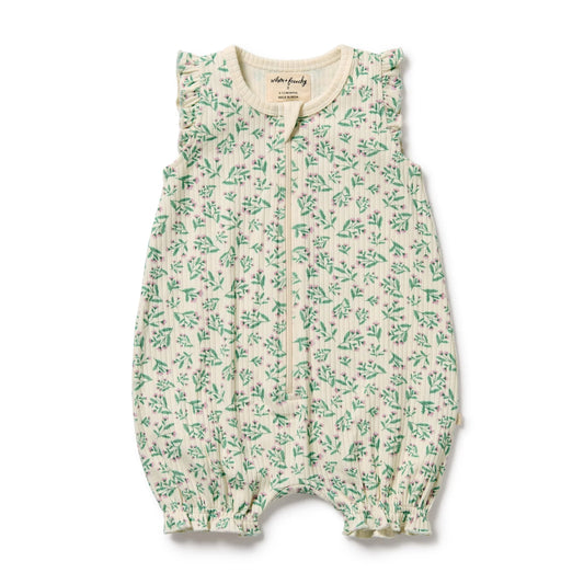 Periwinkle Organic Ruffle Zipsuit