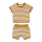Golden Wave Stripe Organic Knitted Set