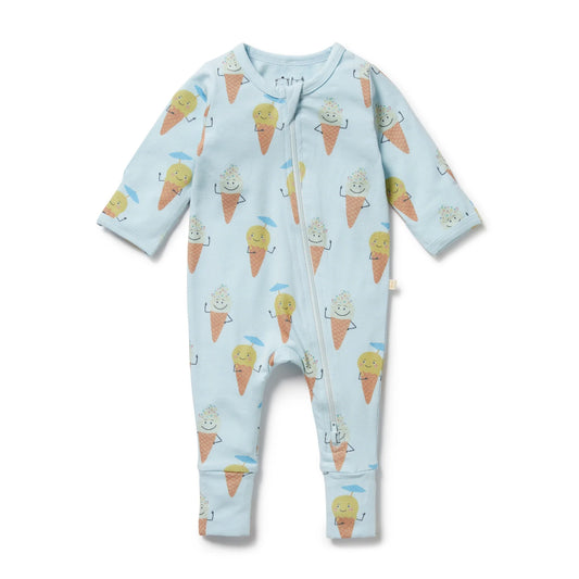 Frosty Friends Organic Zipsuit w Feet