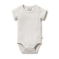 Organic Stripe Rib S/S Bodysuit - Clay