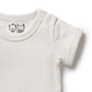 Organic Stripe Rib S/S Bodysuit - Clay