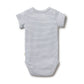 Organic Stripe Rib S/S Bodysuit - Rain Drop