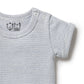 Organic Stripe Rib S/S Bodysuit - Rain Drop
