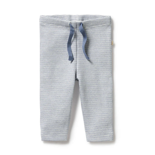Organic Stripe Rib Leggings - Rain Drop