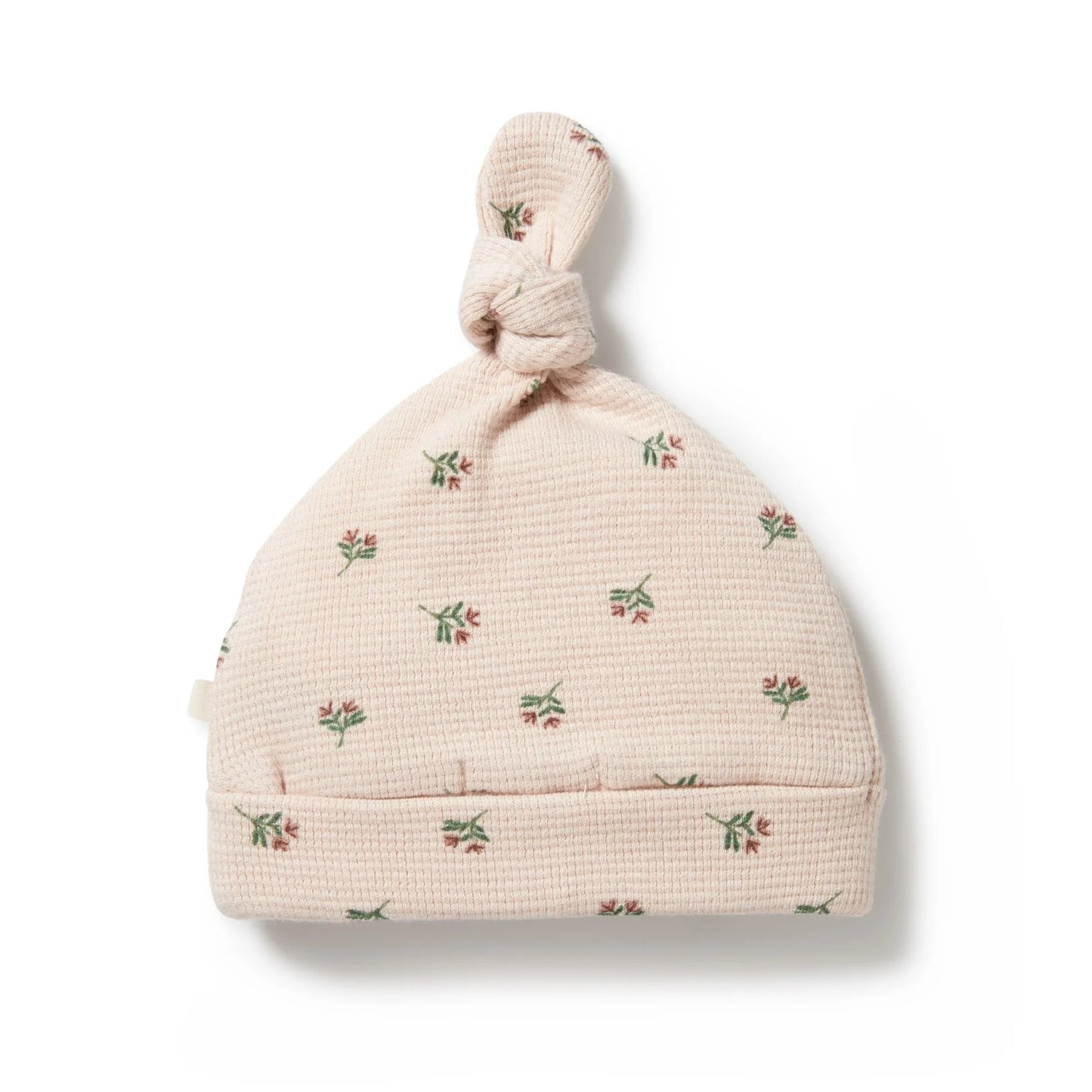 Organic Waffle Knot Hat - Emily Floral