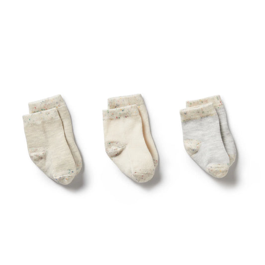 Baby Socks 3 Pack - Cream, Oatmeal, Grey Cloud