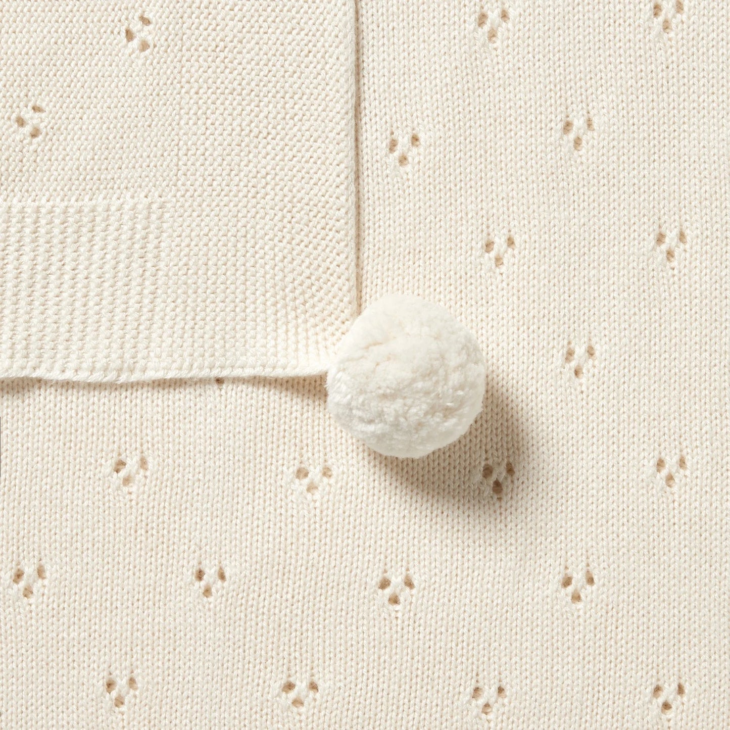 Knitted Pointelle Blanket - Ecru