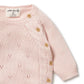 Knitted Pointelle Kimono Cardigan - Pink