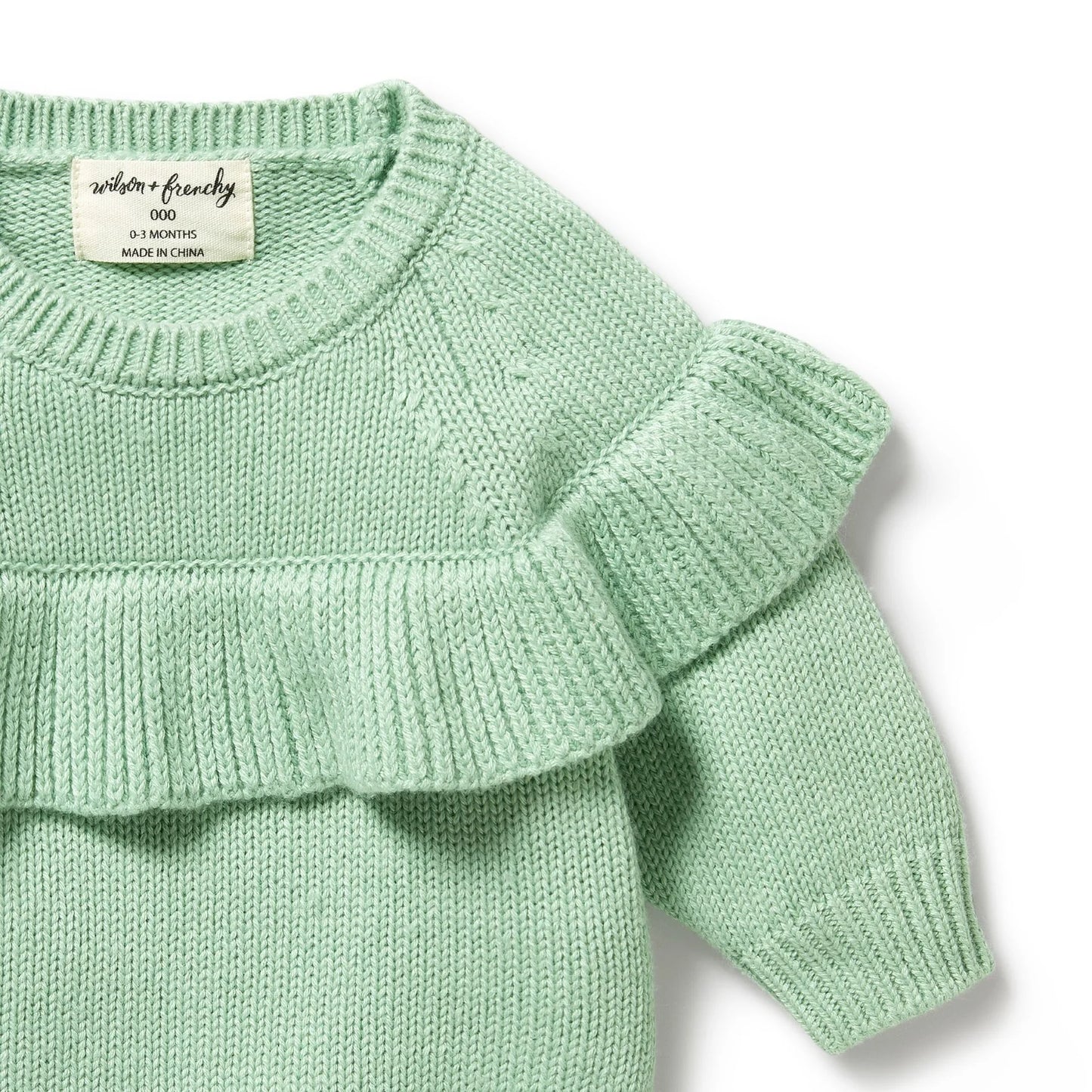 Knitted Ruffle Jumper - Mint Green