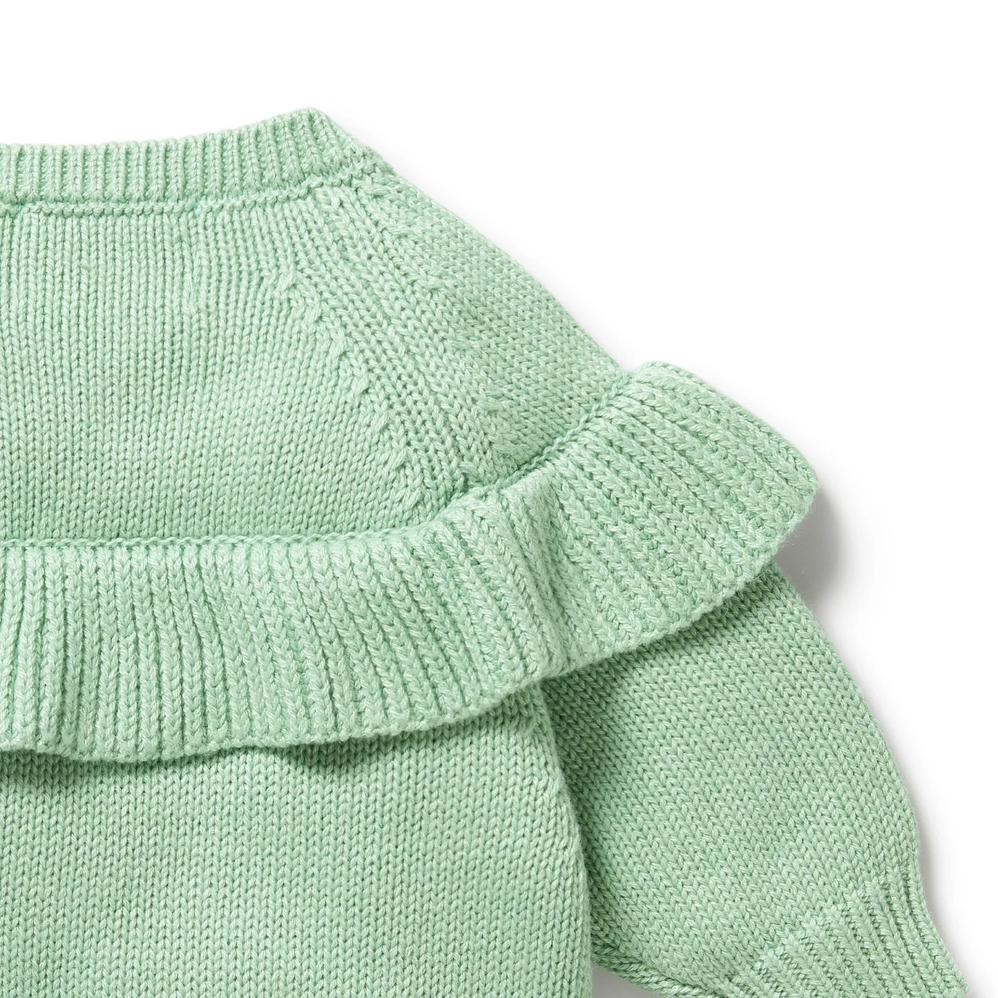 Knitted Ruffle Jumper - Mint Green