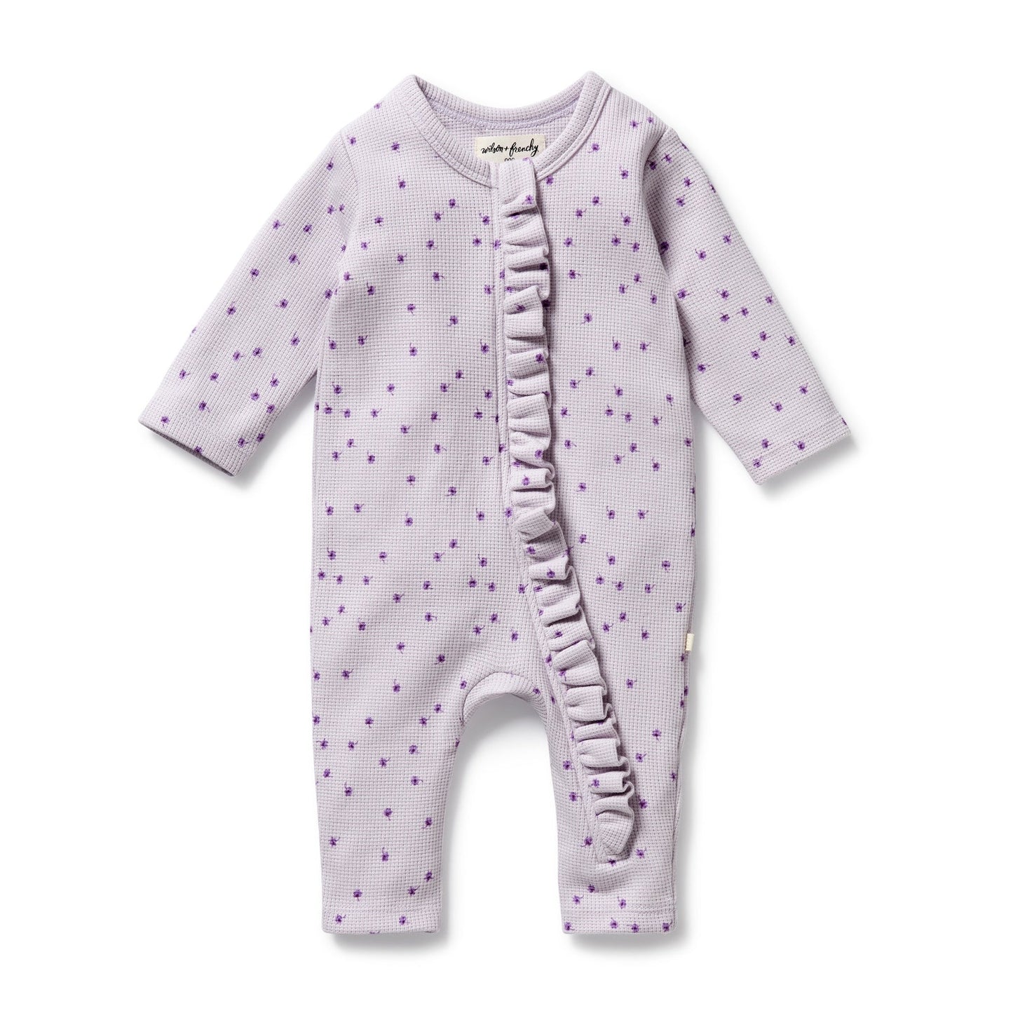 Organic Waffle Ruffle Zipsuit - Lulu Daisy