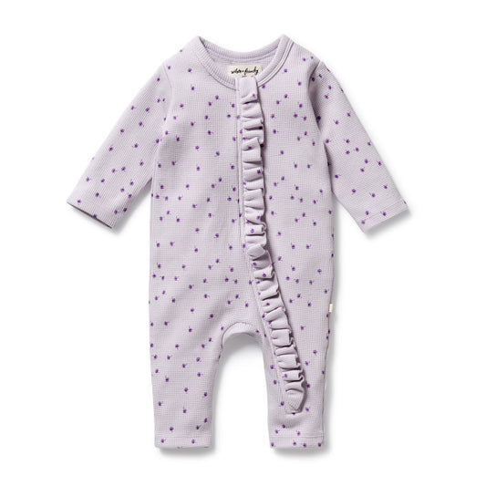 Organic Waffle Ruffle Zipsuit - Lulu Daisy