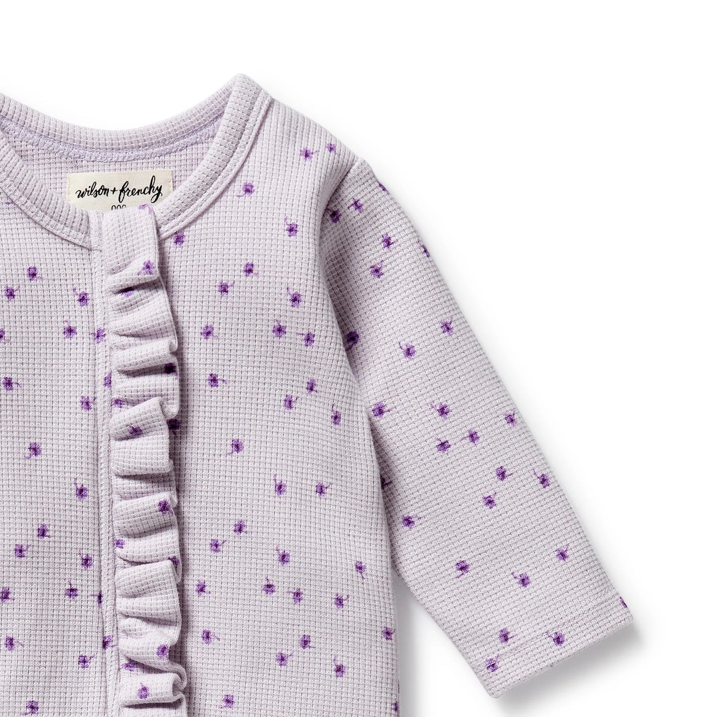 Organic Waffle Ruffle Zipsuit - Lulu Daisy