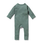 Organic Waffle Zip Suit - Pine Green