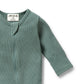 Organic Waffle Zip Suit - Pine Green