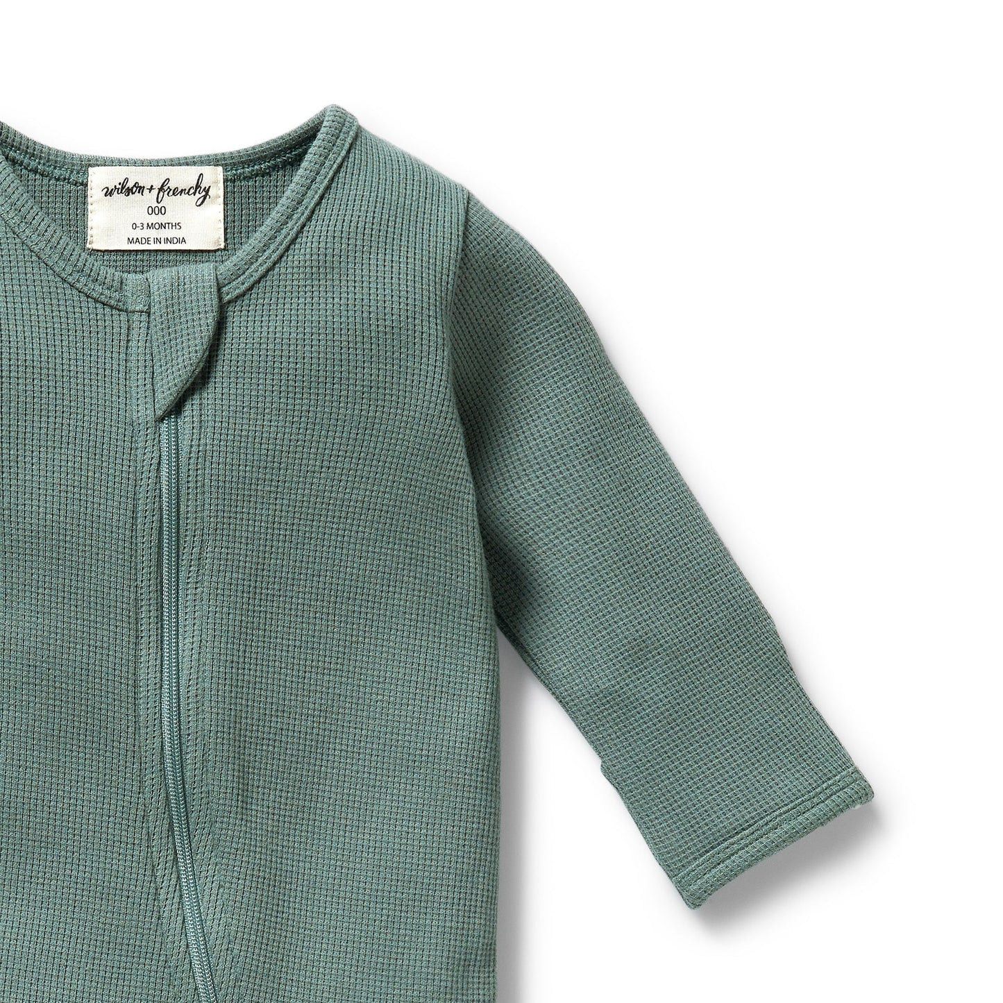 Organic Waffle Zip Suit - Pine Green