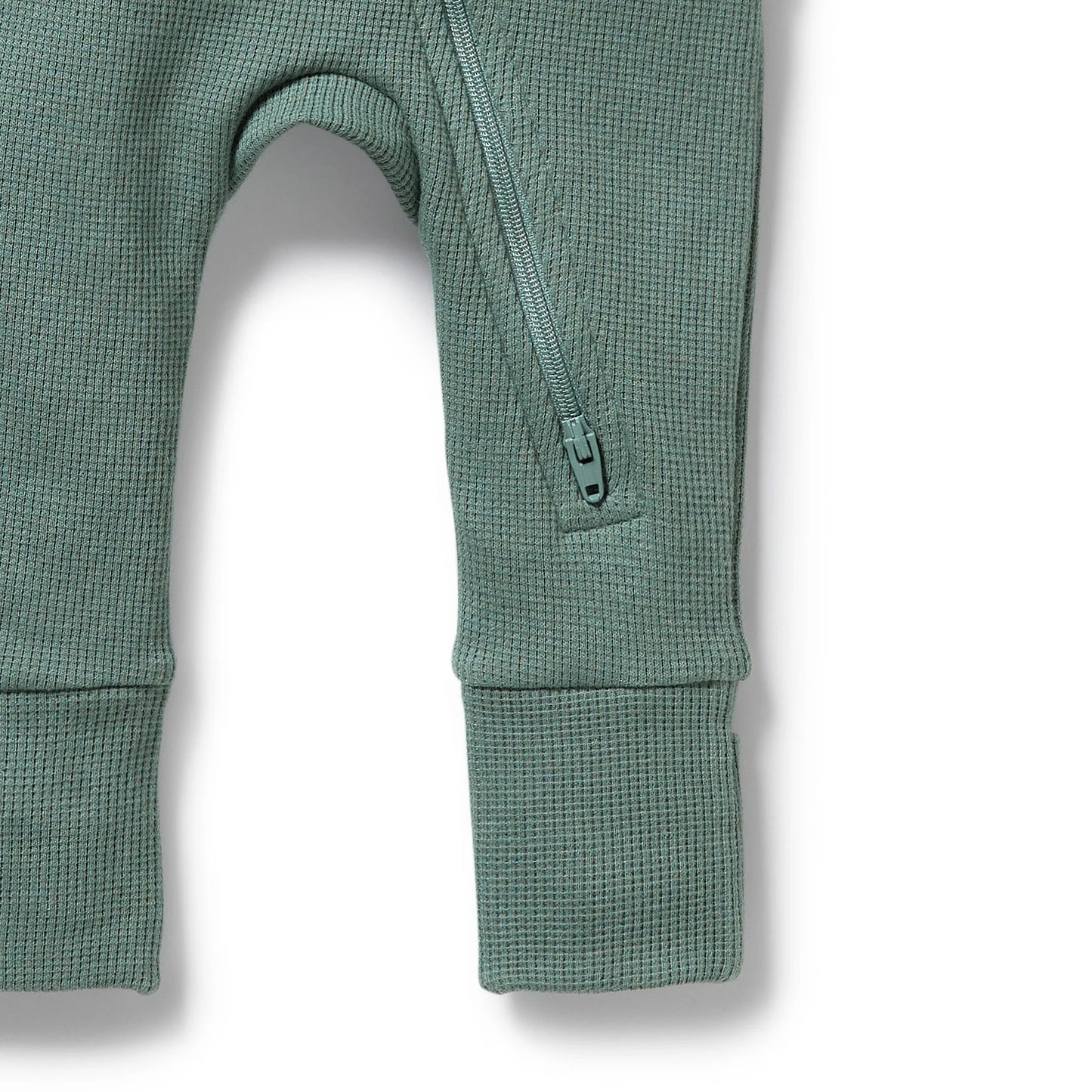 Organic Waffle Zip Suit - Pine Green
