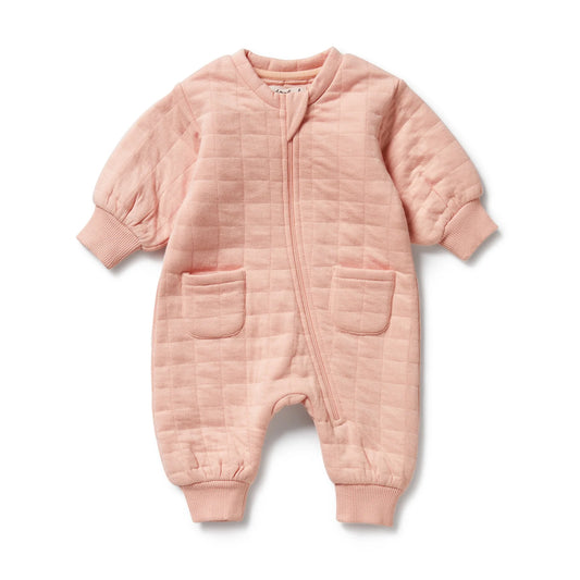 Organic Quilted Terry Growsuit - Pretty Pink