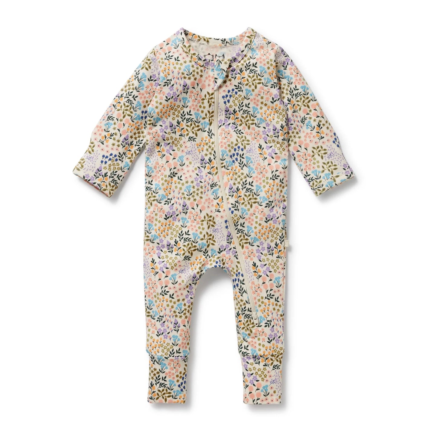 Zip Suit w Feet - Tiny Bloom