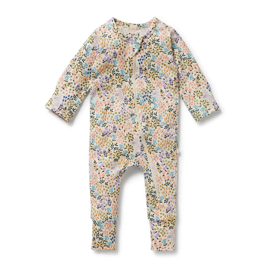 Zip Suit w Feet - Tiny Bloom