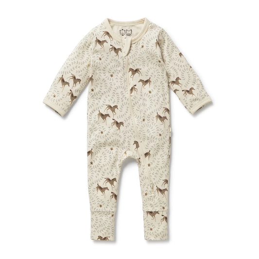 Organic Zipsuit w Feet - Trixie Horse